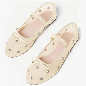 NWT Cream Ballet Flats with Silver Studs